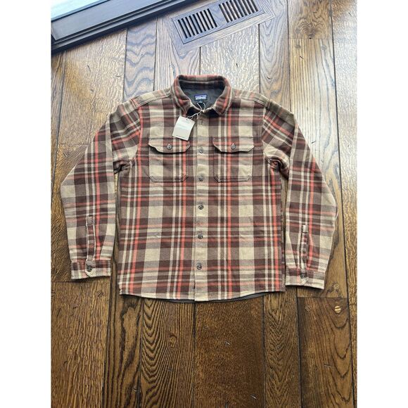 Patagonia Men's Fjord Loft Shirt Forested Nest Brown Organic Cotton NWT Small - Picture 1 of 7